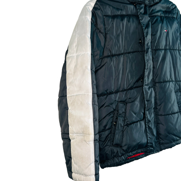 Tommy Hilfiger Kid's Quilted Colorblock Hooded Puffer Jacket Black Size 8 - Picture 8 of 12